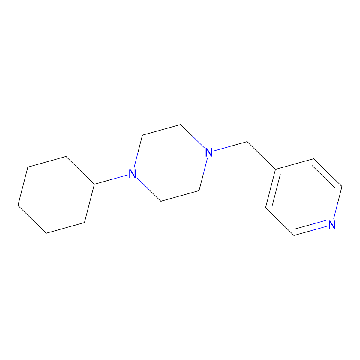 1-Cyclohexyl-4-(pyridin-4-ylmethyl)piperazine molecular structure, CAS 425398-68-1
