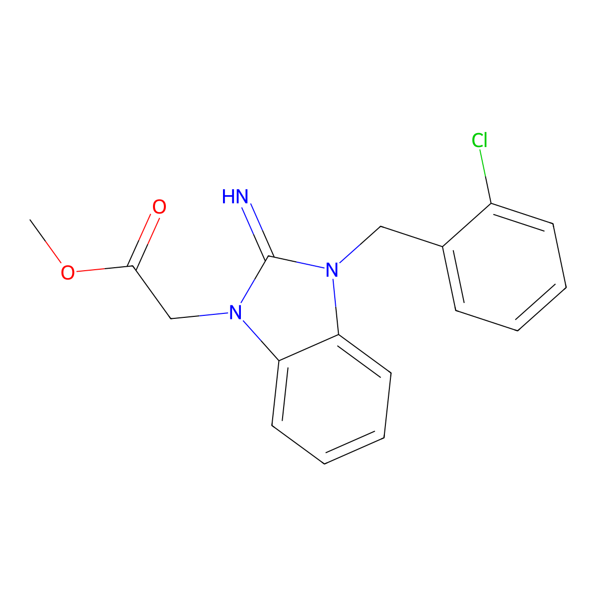 methyl [3-(2-chlorobenzyl)-2-imino-2,3-dihydro-1H-benzimidazol-1-yl]acetate molecular structure, CAS 425398-89-6