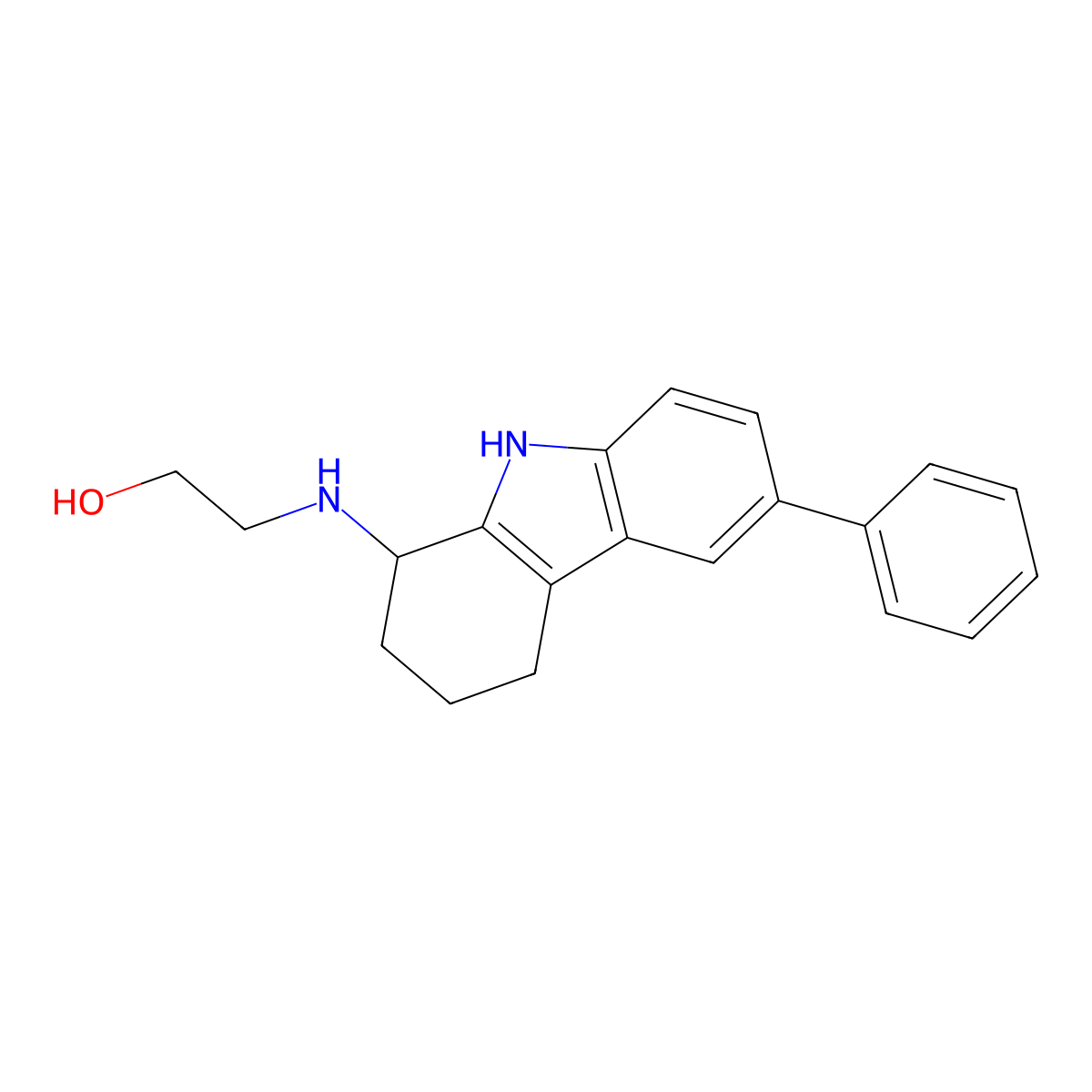 2-((6-phenyl-2,3,4,9-tetrahydro-1H-carbazol-1-yl)amino)ethanol molecular structure, CAS 425399-05-9