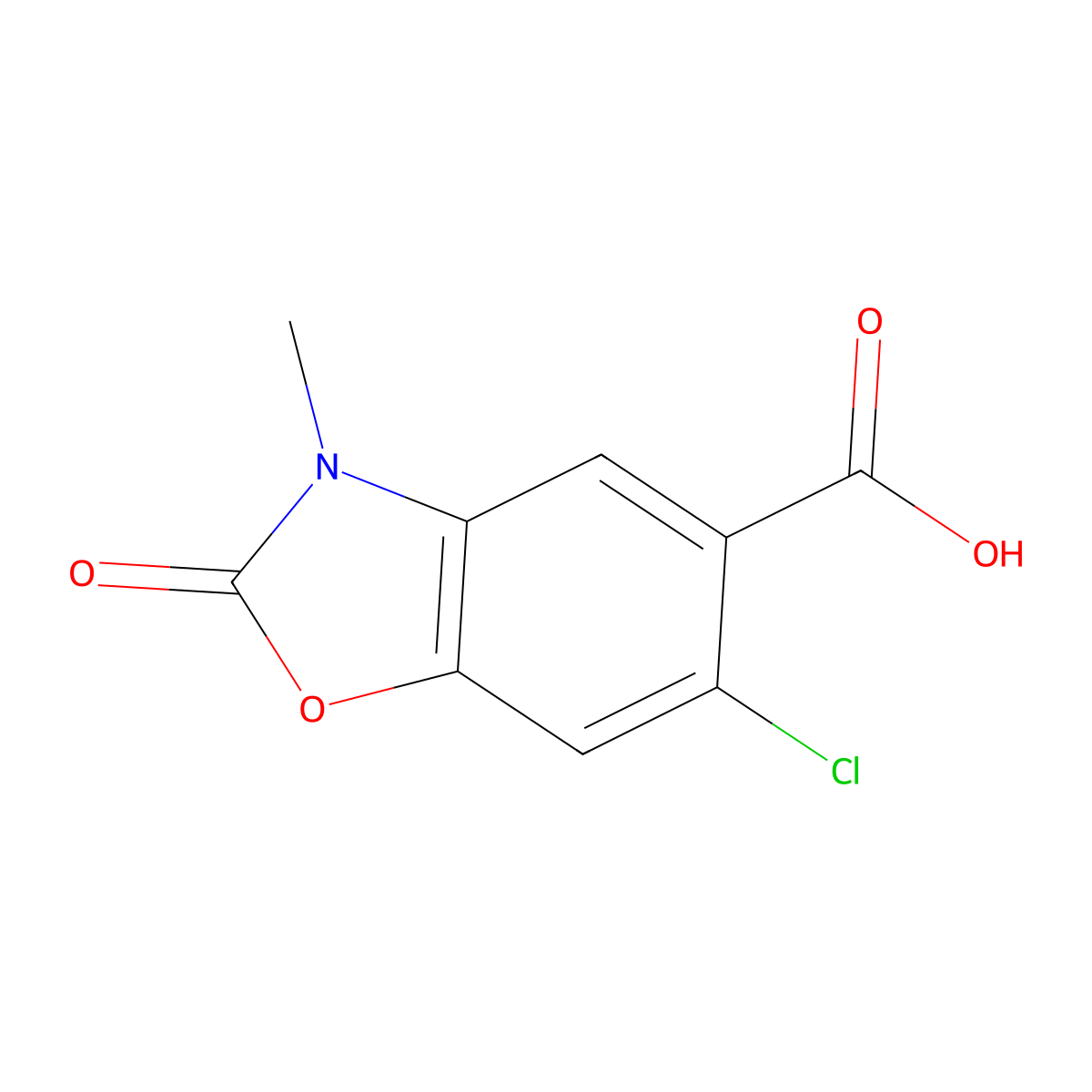 6-Chloro-3-methyl-2-oxo-1,3-benzoxazole-5-carboxylic acid molecular structure, CAS 425399-13-9