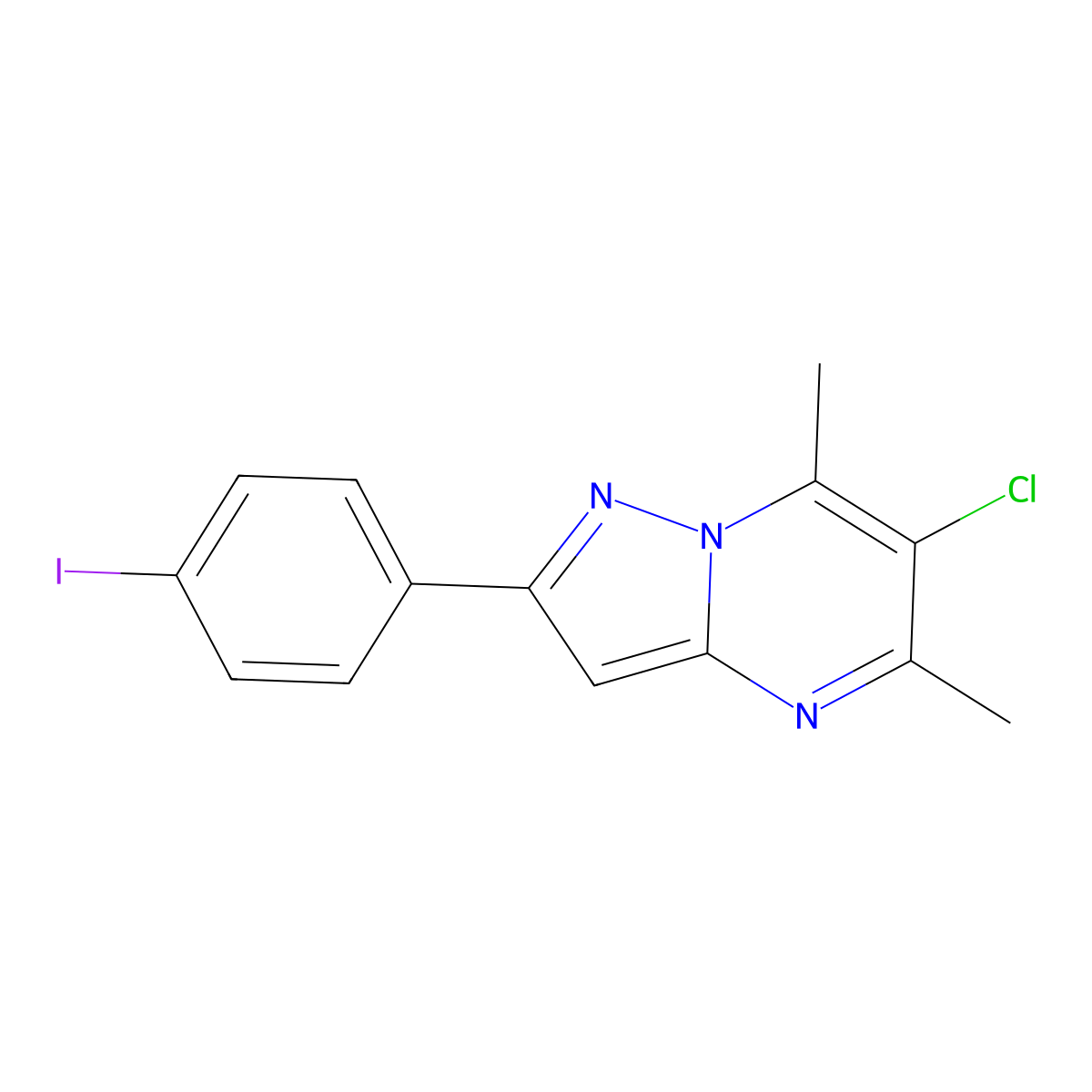6-Chloro-2-(4-iodophenyl)-5,7-dimethylpyrazolo[1,5-a]pyrimidine molecular structure, CAS 425399-26-4