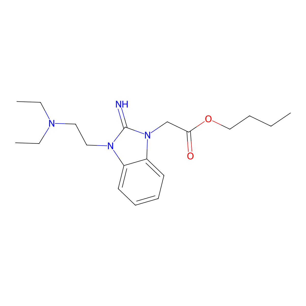 butyl {3-[2-(diethylamino)ethyl]-2-imino-2,3-dihydro-1H-benzimidazol-1-yl}acetate molecular structure, CAS 425399-34-4