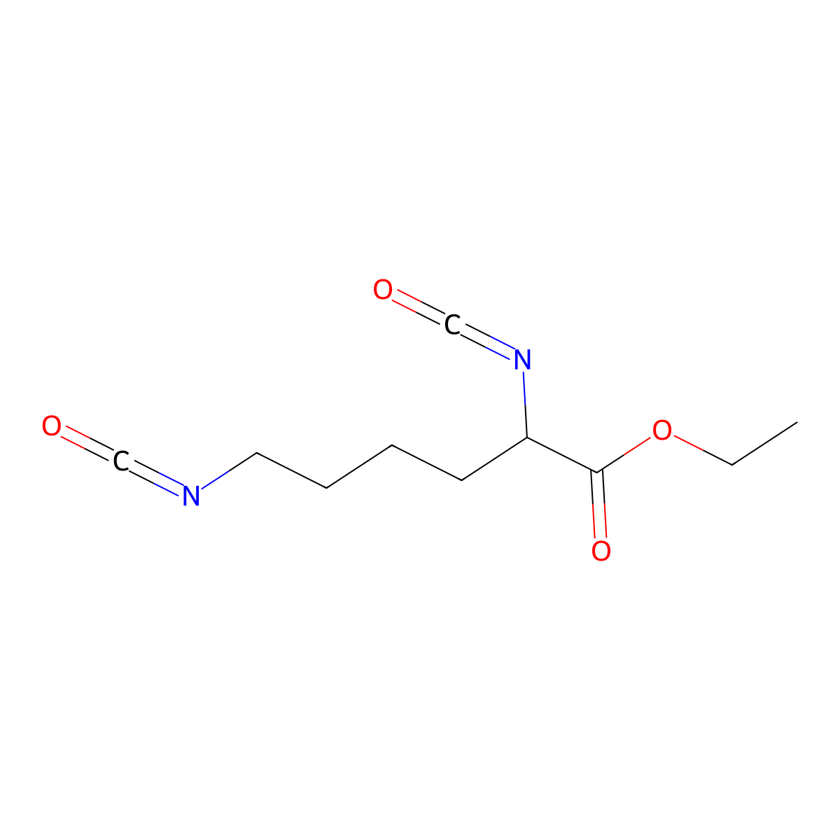 Ethyl 2,6-diisocyanatohexanoate molecular structure, CAS 4254-76-6