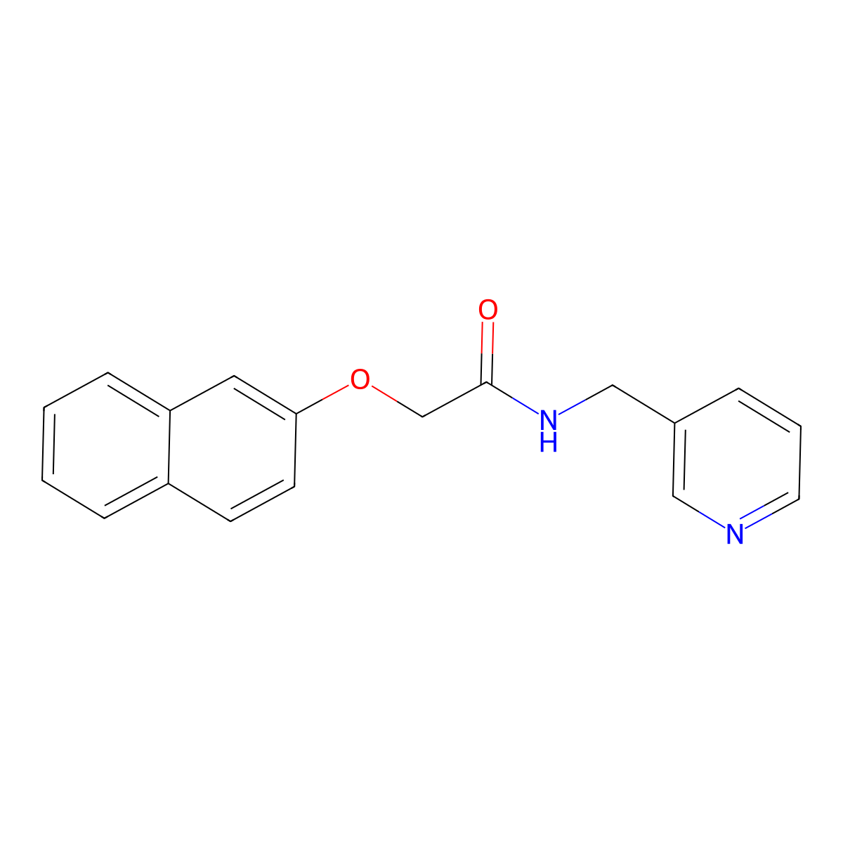 2-naphthalen-2-yloxy-N-(pyridin-3-ylmethyl)acetamide molecular structure, CAS 425400-55-1