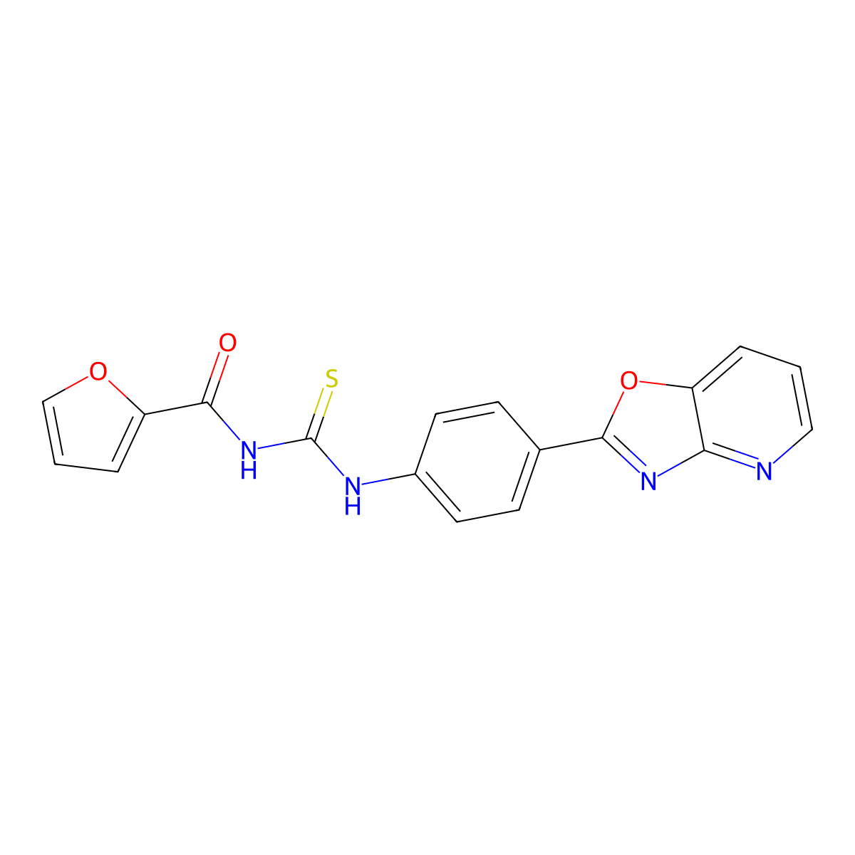 N-[[4-([1,3]oxazolo[4,5-b]pyridin-2-yl)phenyl]carbamothioyl]furan-2-carboxamide molecular structure, CAS 425400-91-5
