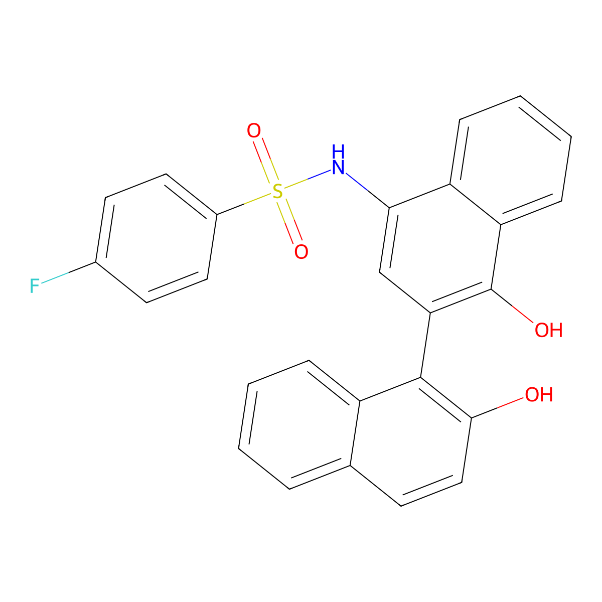 N-(1',2-dihydroxy-1,2'-binaphthalen-4'-yl)-4-fluorobenzenesulfonamide molecular structure, CAS 425400-99-3