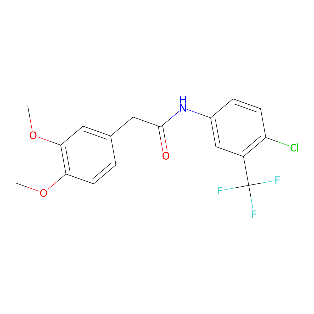 N-[4-chloro-3-(trifluoromethyl)phenyl]-2-(3,4-dimethoxyphenyl)acetamide molecular structure, CAS 425401-13-4