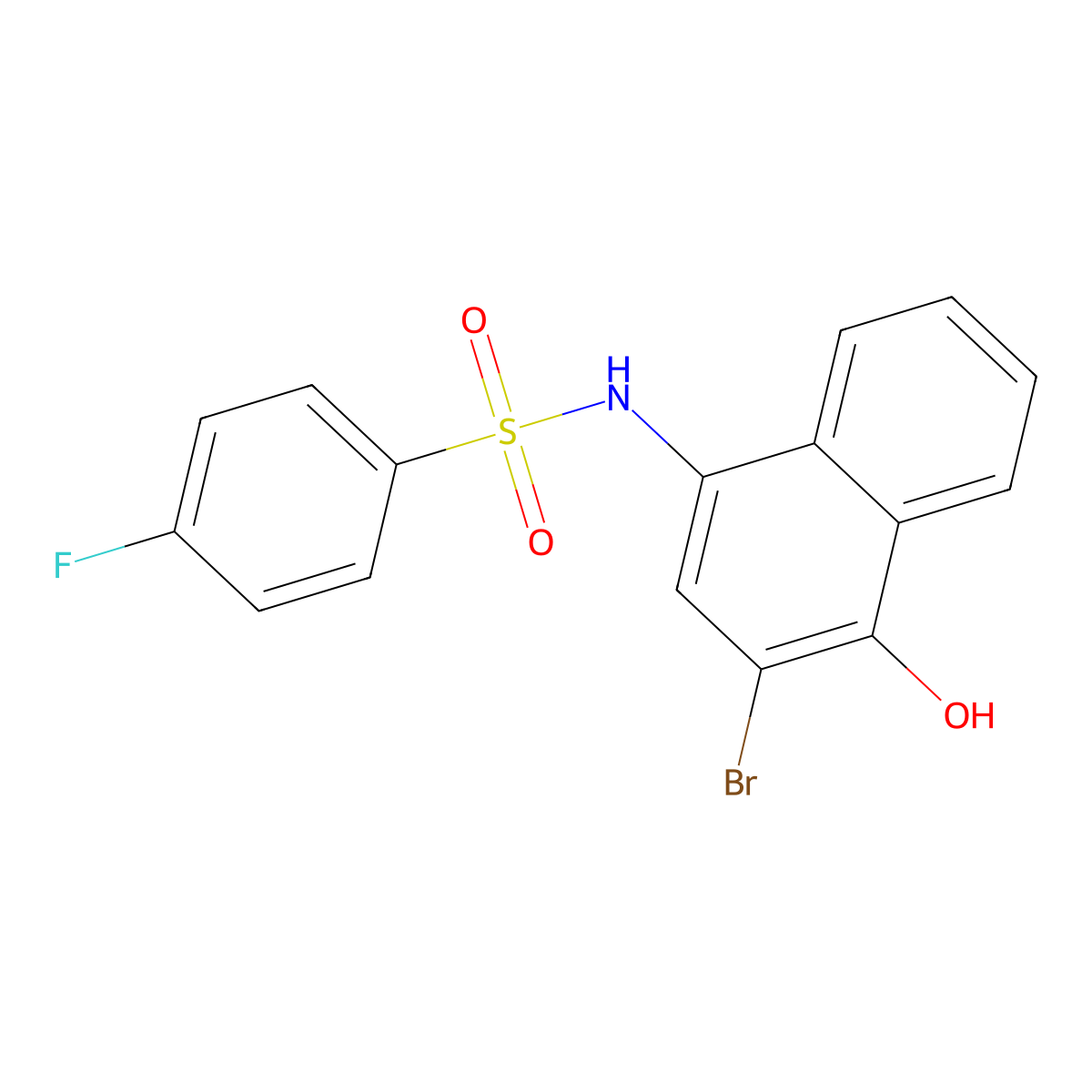N-(3-bromo-4-hydroxy-1-naphthyl)-4-fluorobenzenesulfonamide molecular structure, CAS 425401-36-1