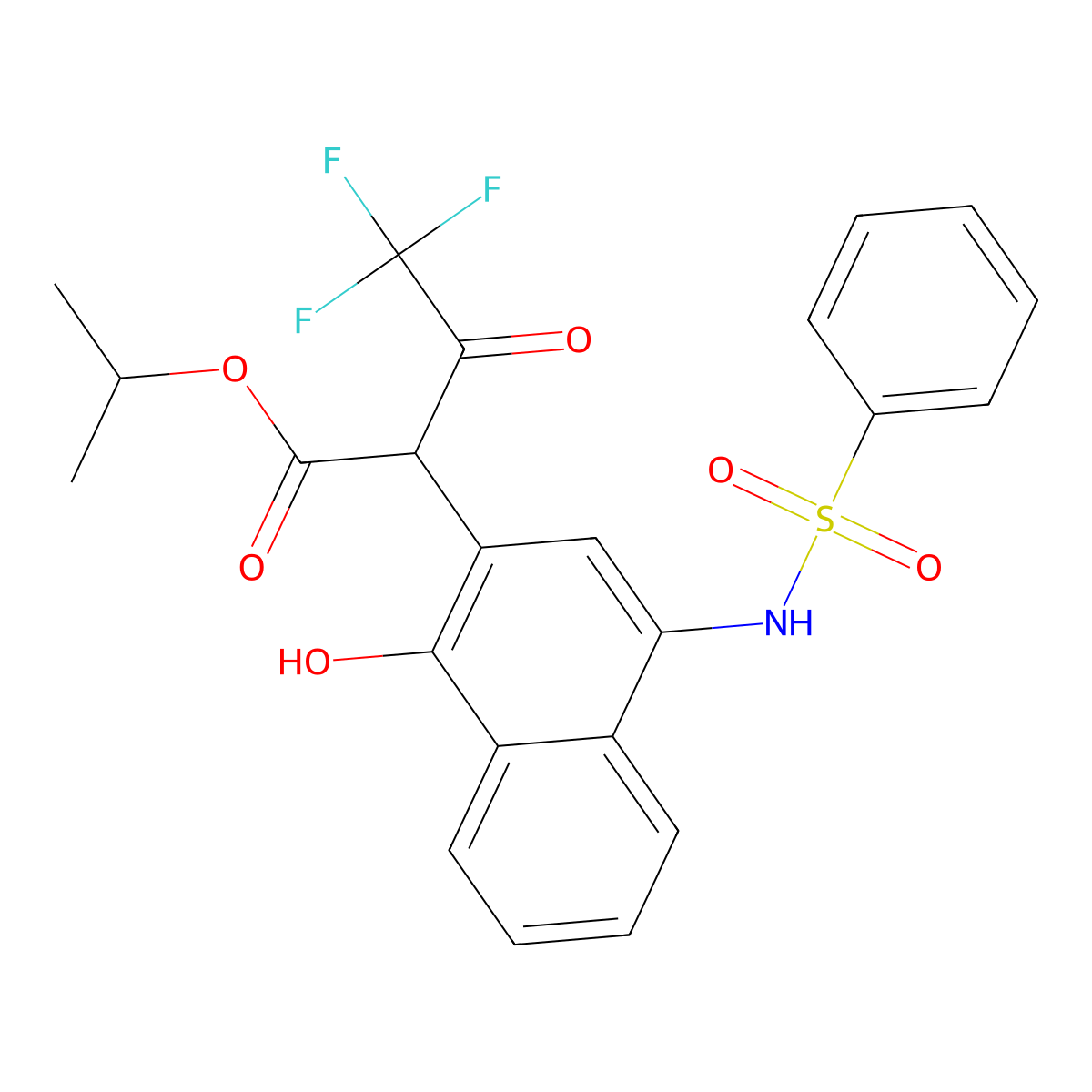 Propan-2-yl 2-[4-(benzenesulfonamido)-1-hydroxynaphthalen-2-yl]-4,4,4-trifluoro-3-oxobutanoate molecular structure, CAS 425401-43-0