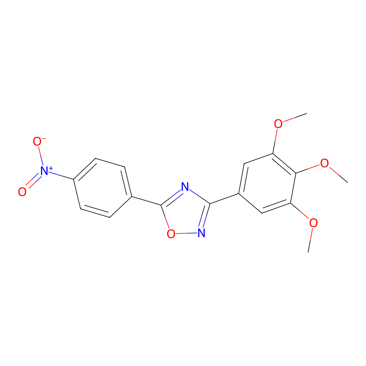 5-(4-Nitrophenyl)-3-(3,4,5-trimethoxyphenyl)-1,2,4-oxadiazole molecular structure, CAS 425401-50-9
