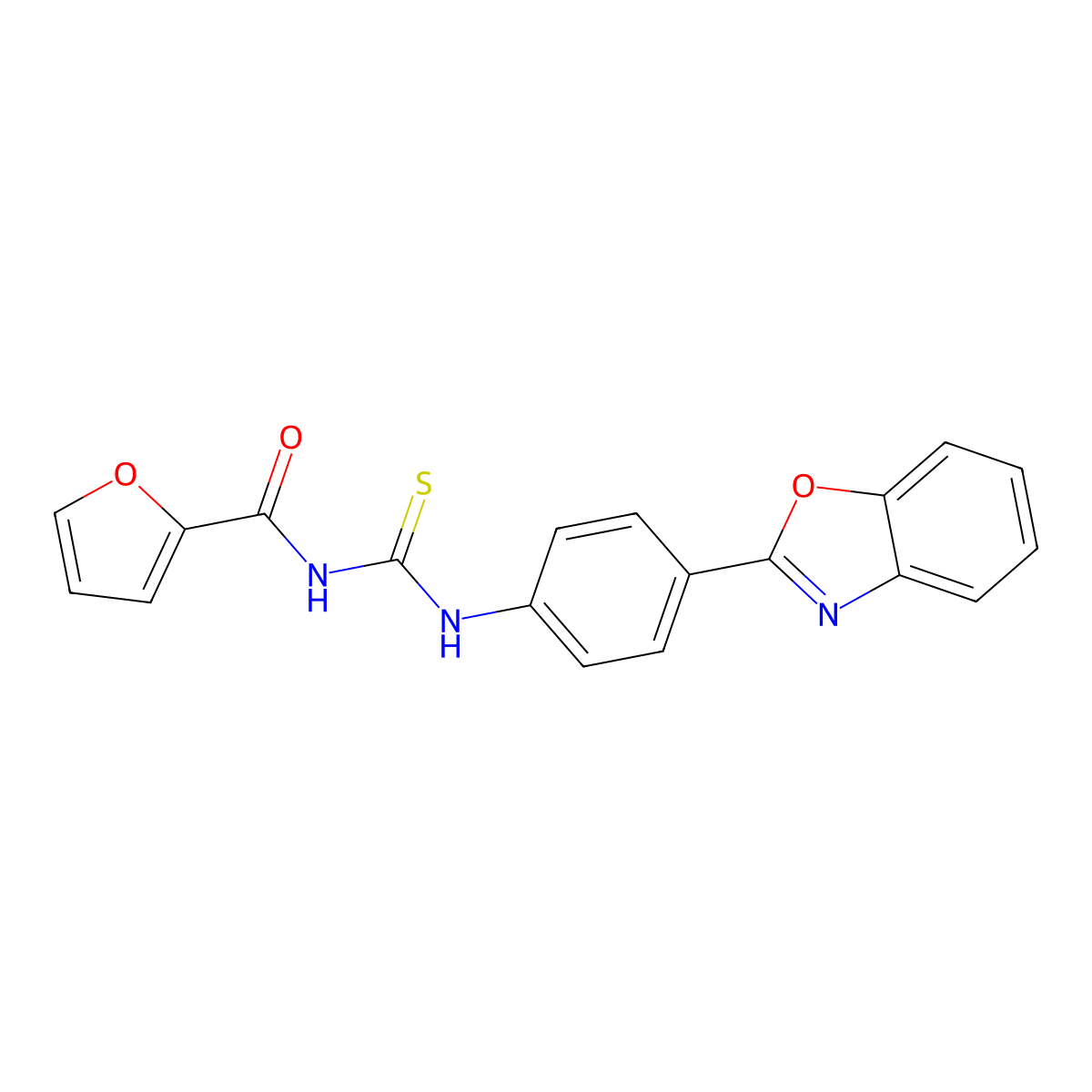 N-[[4-(1,3-benzoxazol-2-yl)phenyl]carbamothioyl]furan-2-carboxamide molecular structure, CAS 425402-14-8