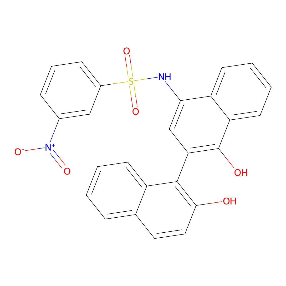 N-[4-hydroxy-3-(2-hydroxynaphthalen-1-yl)naphthalen-1-yl]-3-nitrobenzenesulfonamide molecular structure, CAS 425402-17-1