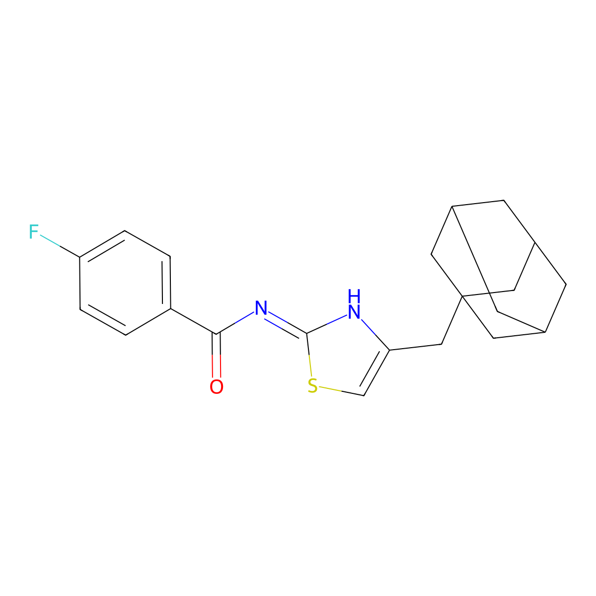 N-[4-(1-adamantylmethyl)-1,3-thiazol-2-yl]-4-fluorobenzamide molecular structure, CAS 425402-35-3