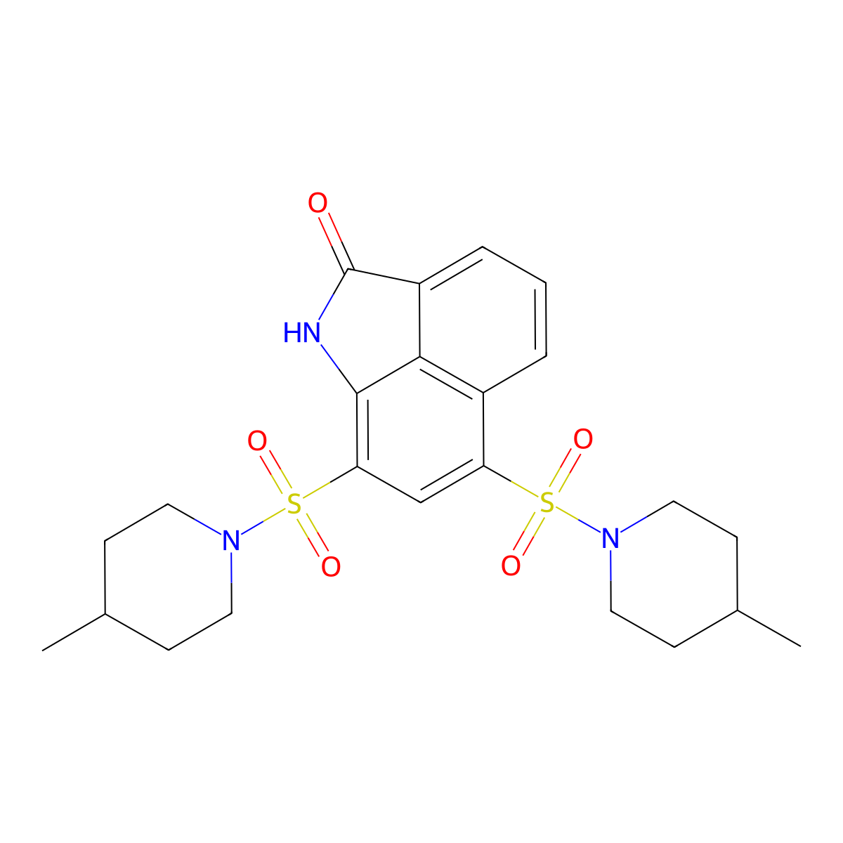 6,8-bis((4-methylpiperidin-1-yl)sulfonyl)benzo[cd]indol-2(1H)-one molecular structure, CAS 425402-68-2