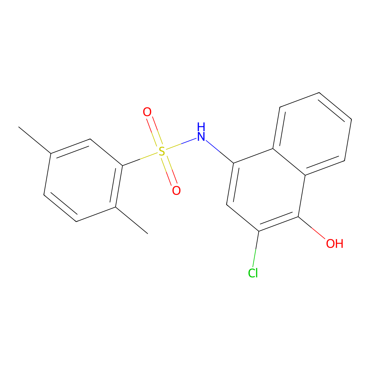 N-(3-chloro-4-hydroxy-1-naphthyl)-2,5-dimethylbenzenesulfonamide molecular structure, CAS 425403-19-6