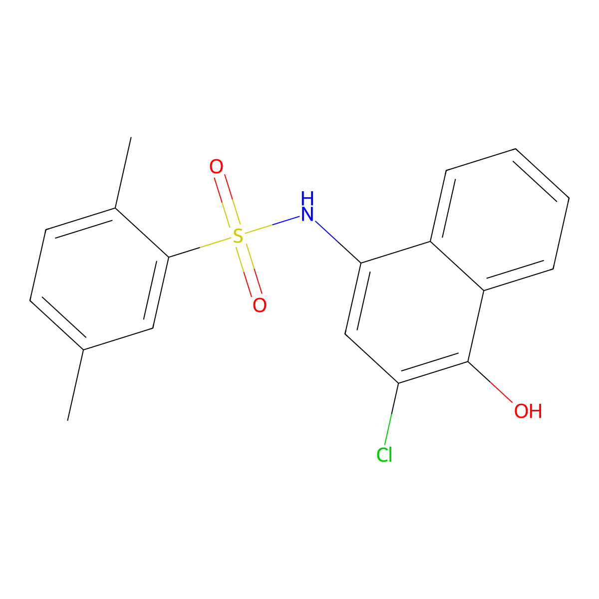 N-(3-chloro-4-hydroxy-1-naphthyl)-2,5-dimethylbenzenesulfonamide molecular structure, CAS 425403-19-6