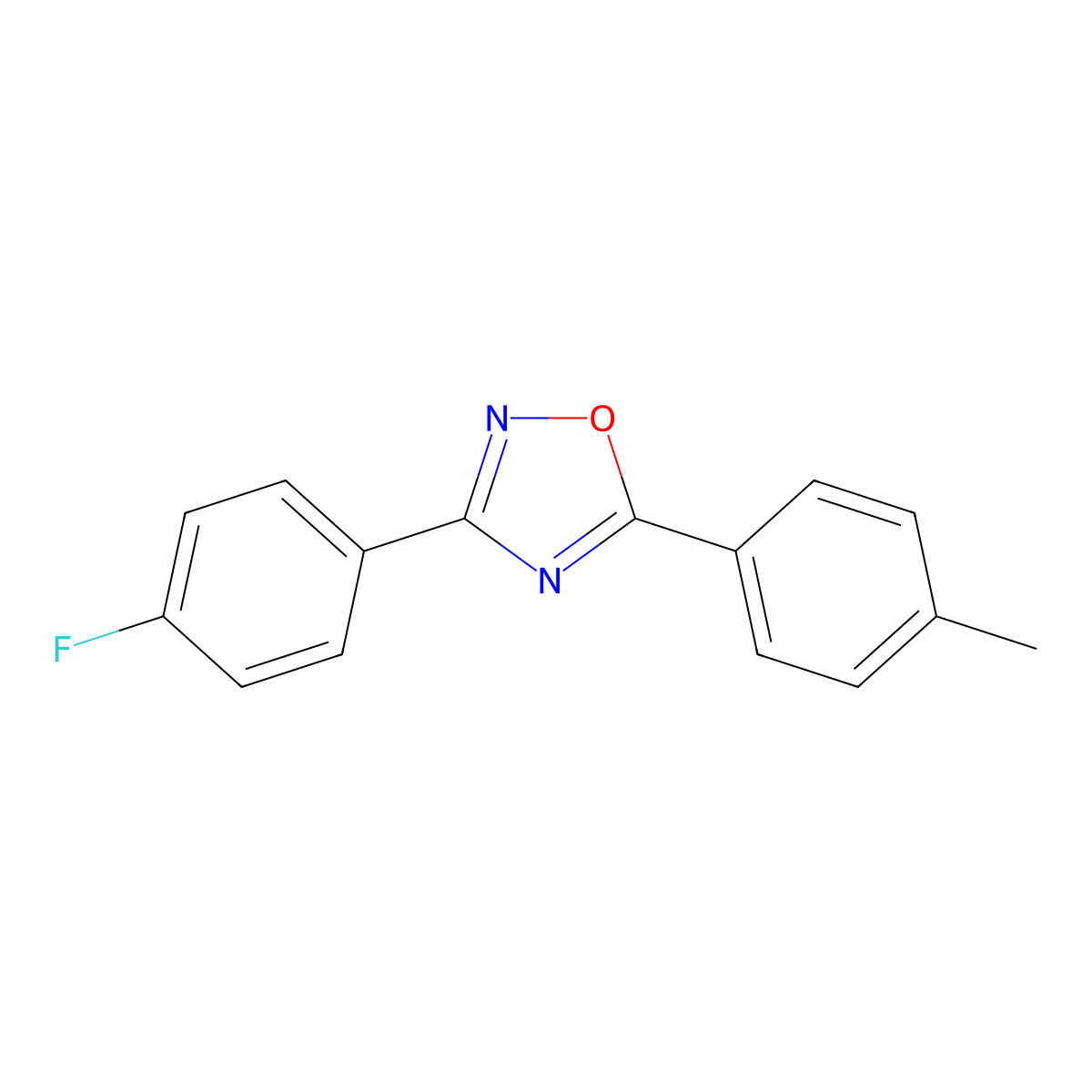 3-(4-Fluorophenyl)-5-(4-methylphenyl)-1,2,4-oxadiazole molecular structure, CAS 425403-23-2