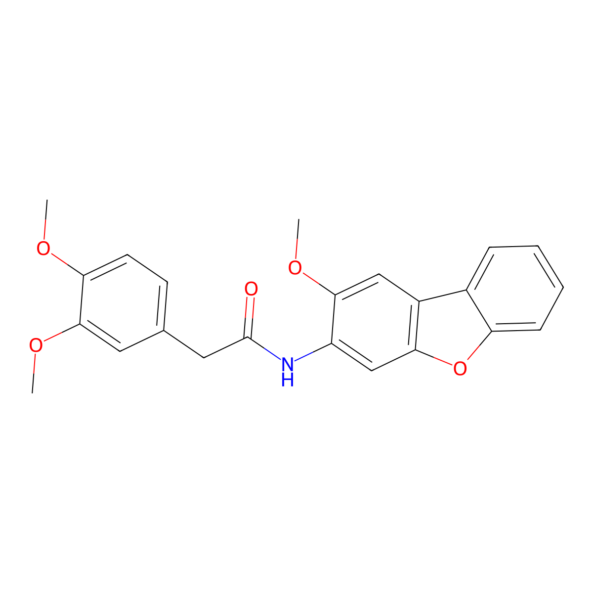 2-(3,4-dimethoxyphenyl)-N-(2-methoxydibenzofuran-3-yl)acetamide molecular structure, CAS 425403-32-3