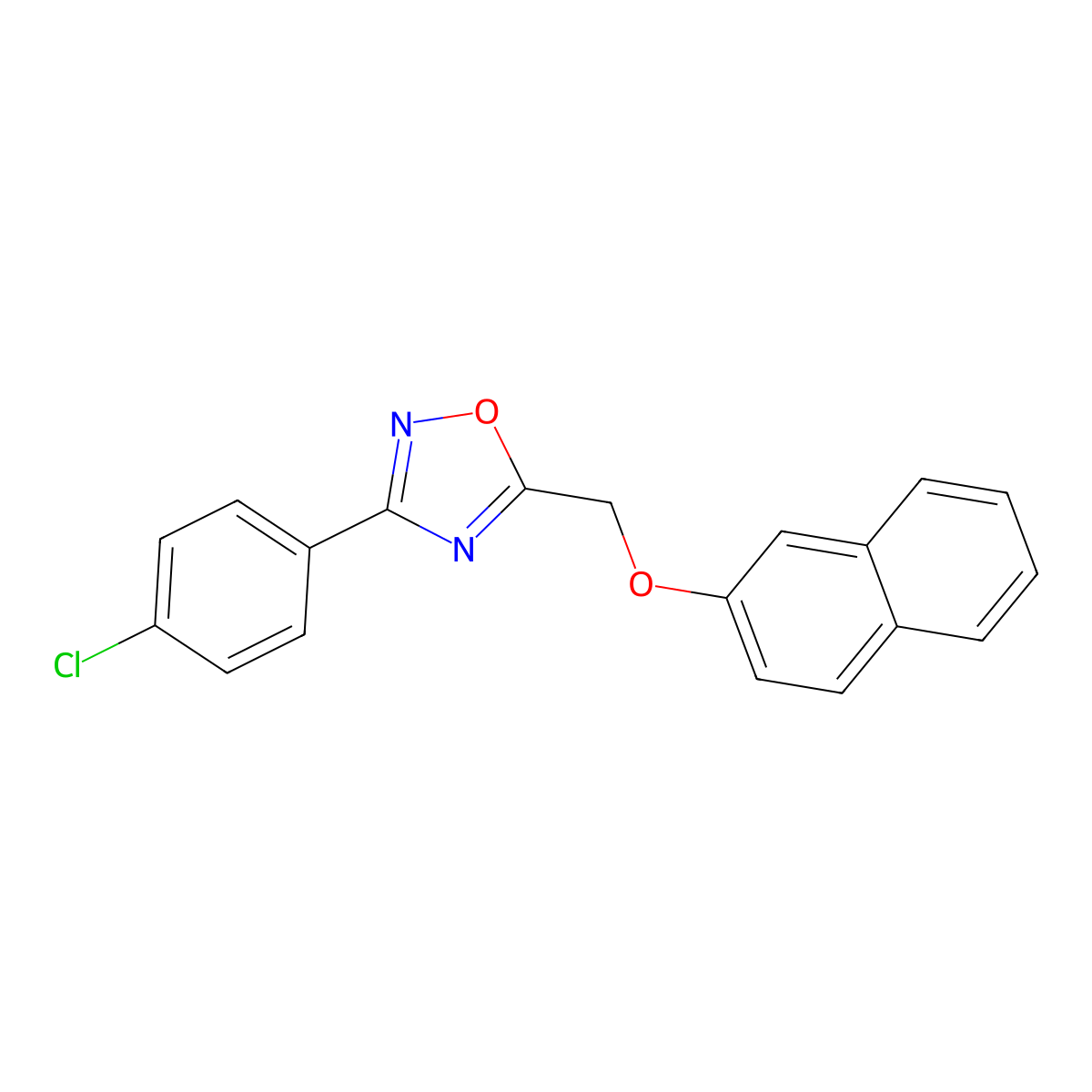 3-(4-Chlorophenyl)-5-(naphthalen-2-yloxymethyl)-1,2,4-oxadiazole molecular structure, CAS 425403-43-6