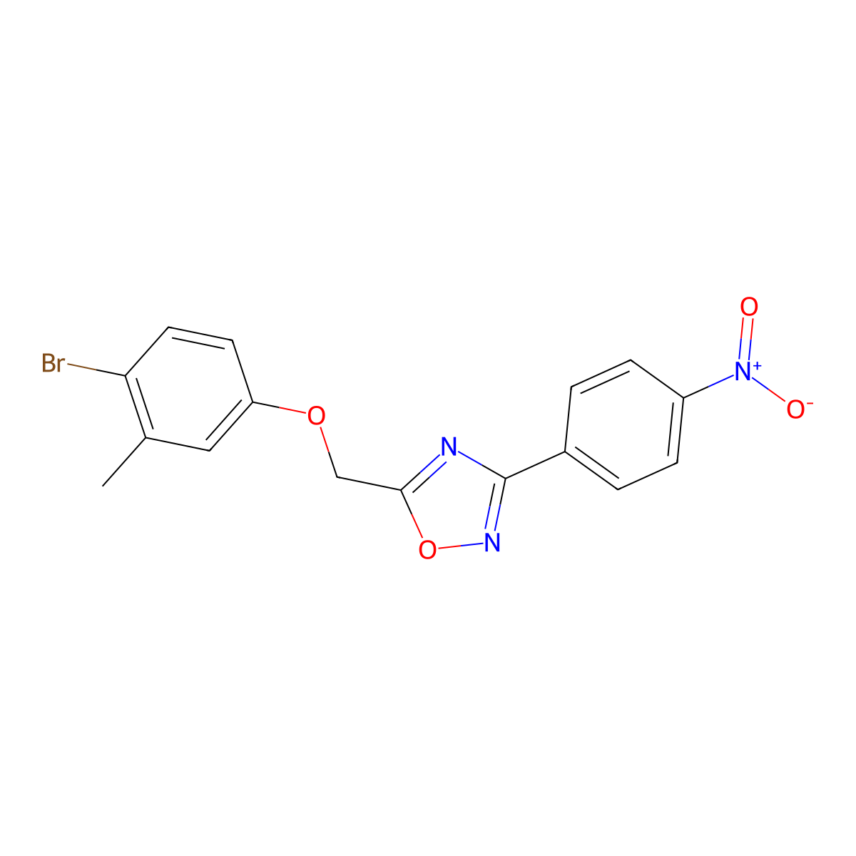 5-[(4-Bromo-3-methylphenoxy)methyl]-3-(4-nitrophenyl)-1,2,4-oxadiazole molecular structure, CAS 425403-74-3