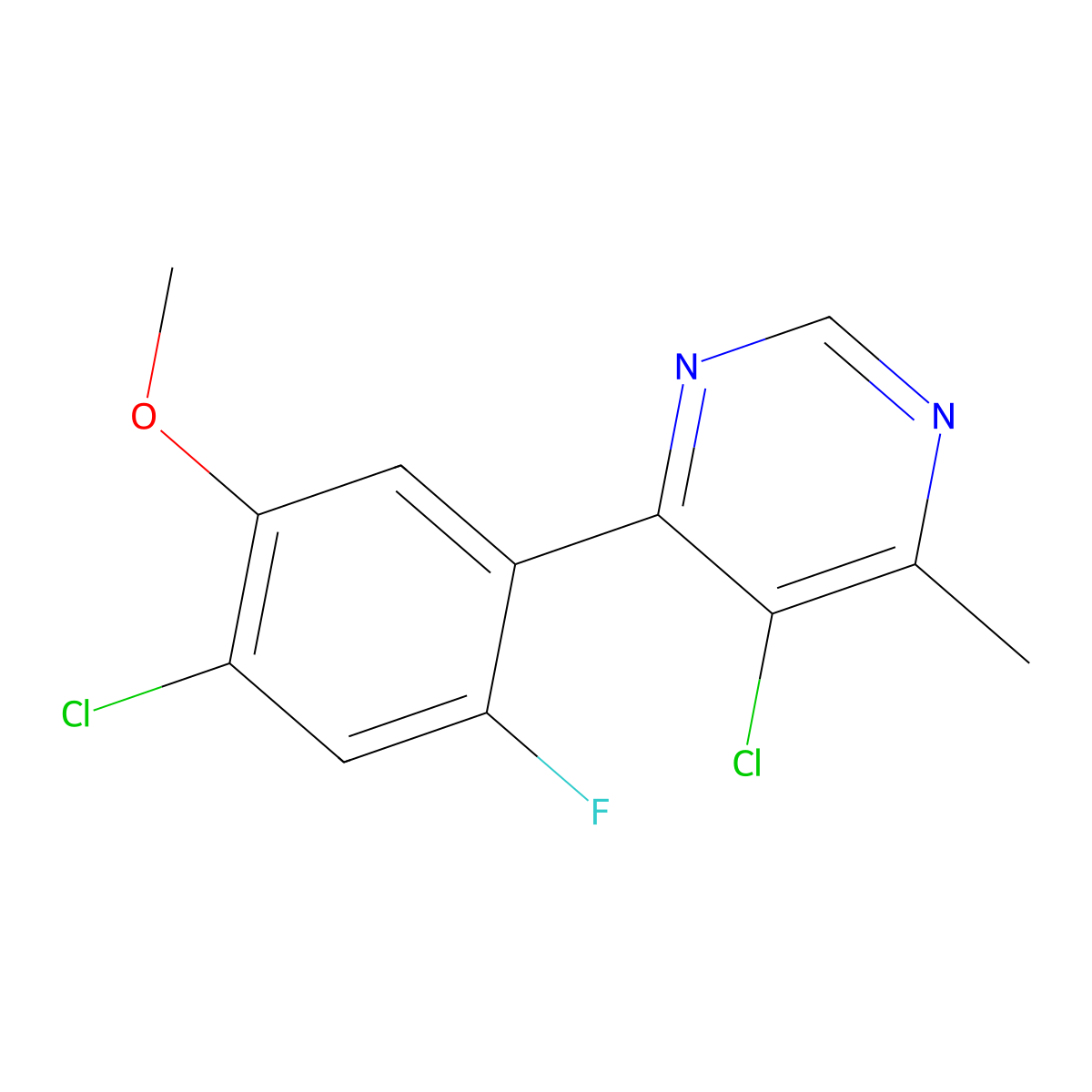5-Chloro-4-(4-chloro-2-fluoro-5-methoxyphenyl)-6-methylpyrimidine molecular structure, CAS 425406-78-6