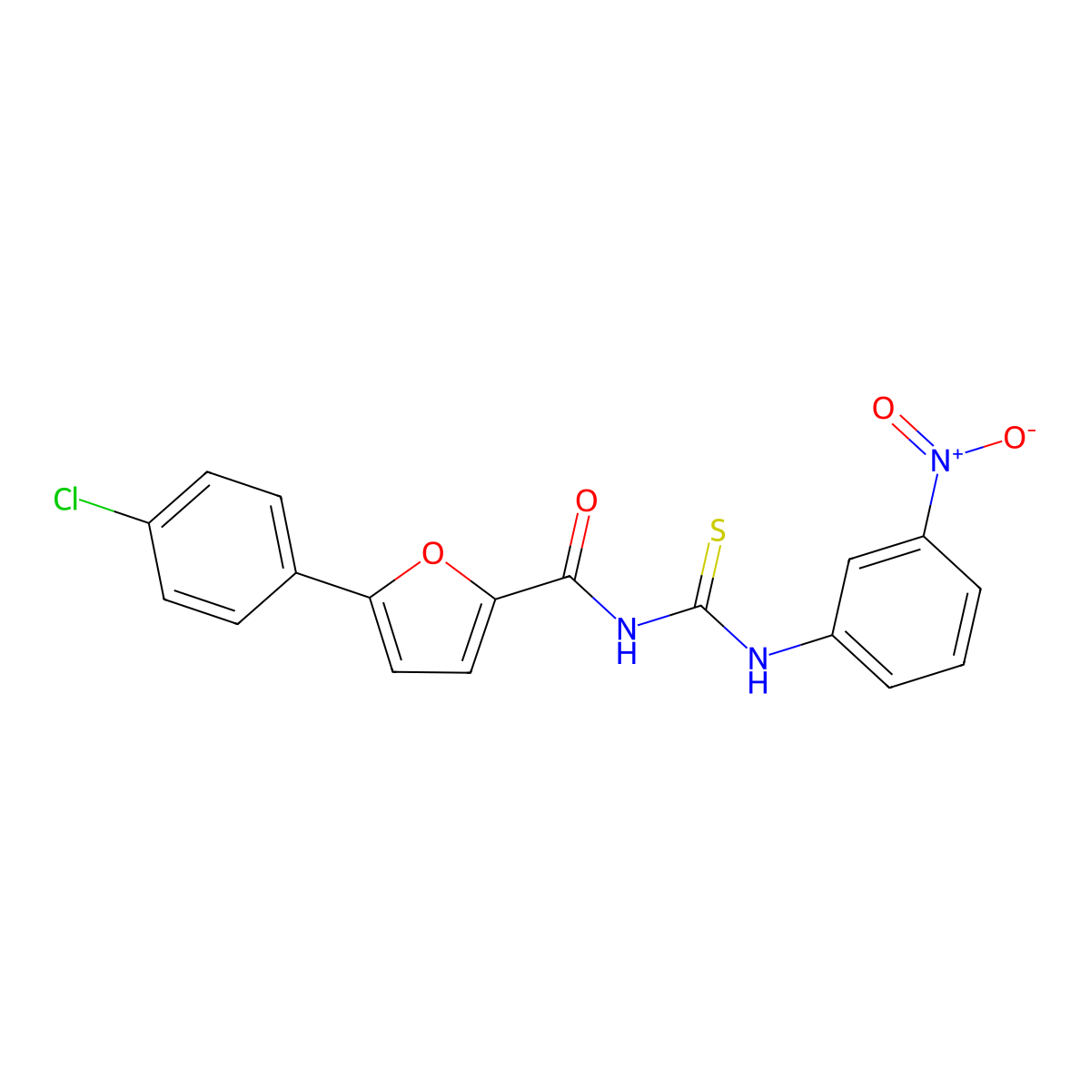 5-(4-chlorophenyl)-N-[(3-nitrophenyl)carbamothioyl]furan-2-carboxamide molecular structure, CAS 425410-33-9