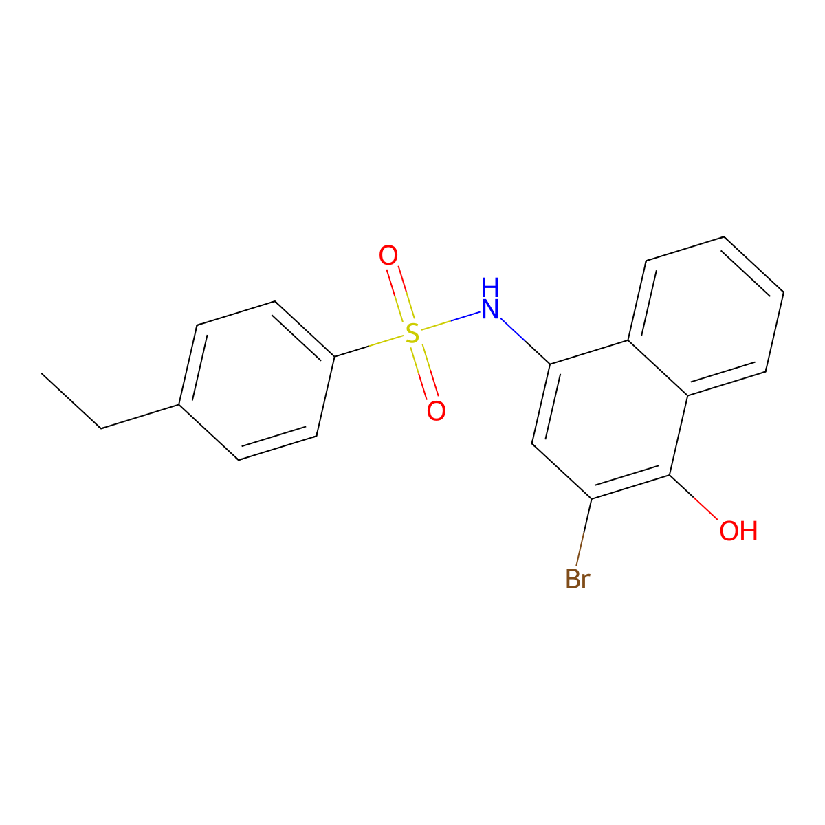 N-(3-bromo-4-hydroxynaphthalen-1-yl)-4-ethylbenzenesulfonamide molecular structure, CAS 425410-41-9