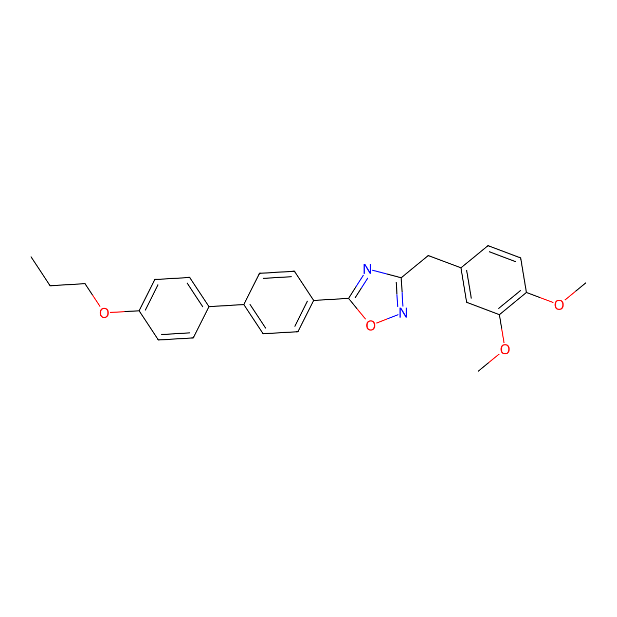 3-(3,4-Dimethoxybenzyl)-5-(4'-propoxybiphenyl-4-yl)-1,2,4-oxadiazole molecular structure, CAS 425410-75-9