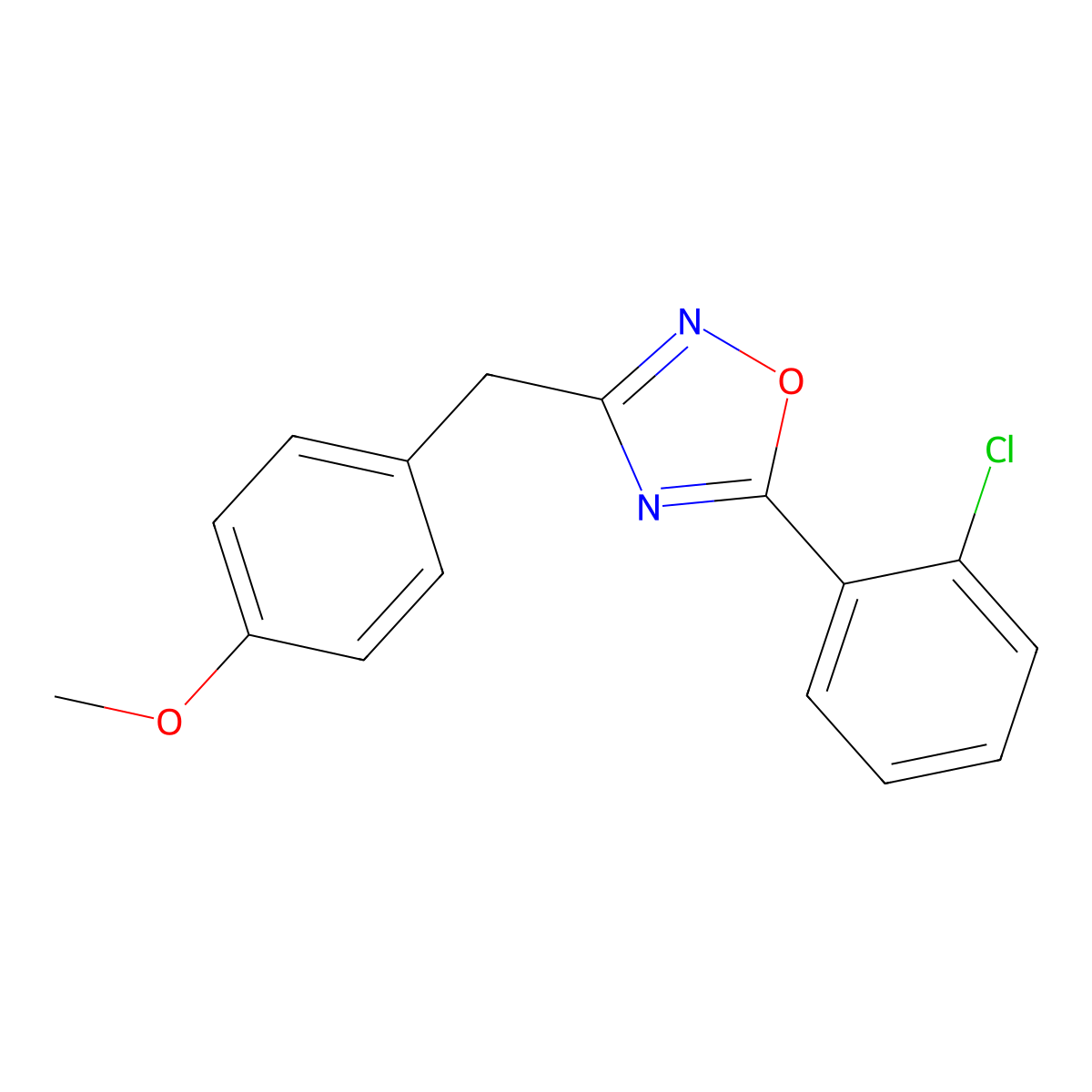 5-(2-Chlorophenyl)-3-(4-methoxybenzyl)-1,2,4-oxadiazole molecular structure, CAS 425411-10-5