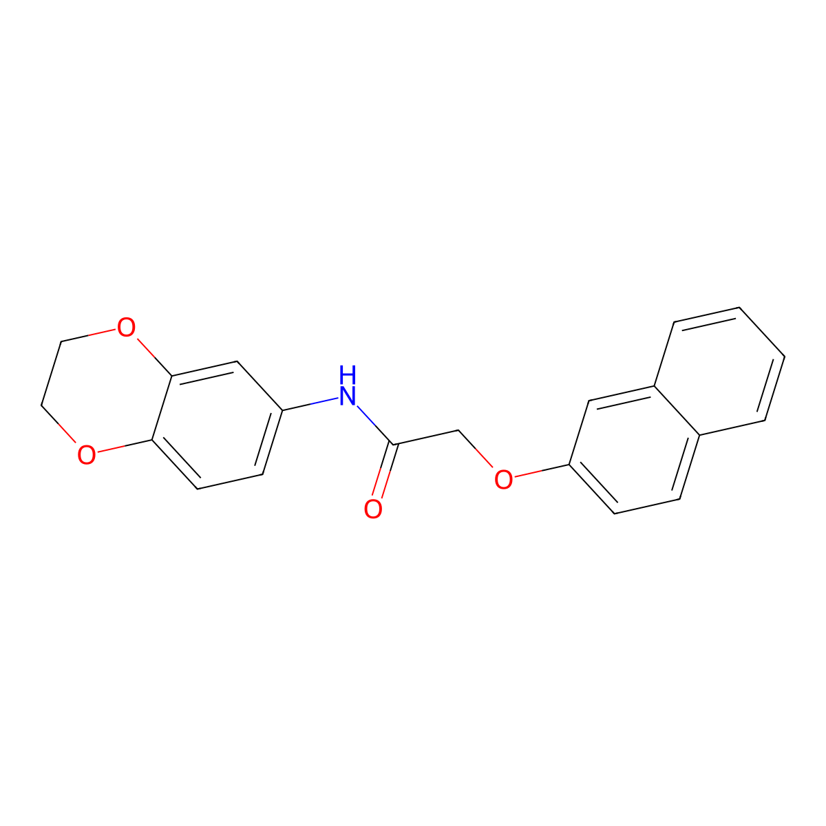 N-(2,3-dihydro-1,4-benzodioxin-6-yl)-2-naphthalen-2-yloxyacetamide molecular structure, CAS 425411-25-2