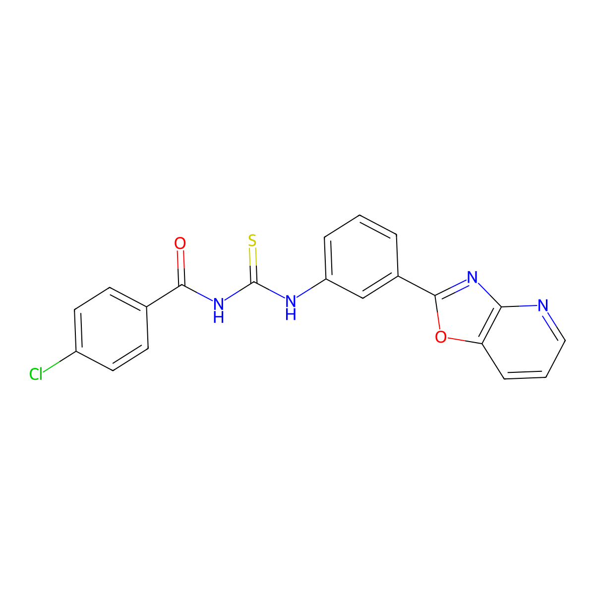 4-chloro-N-[[3-([1,3]oxazolo[4,5-b]pyridin-2-yl)phenyl]carbamothioyl]benzamide molecular structure, CAS 425411-42-3