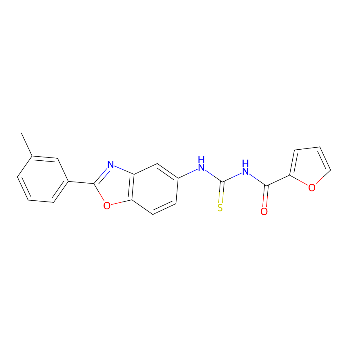N-[[2-(3-methylphenyl)-1,3-benzoxazol-5-yl]carbamothioyl]furan-2-carboxamide molecular structure, CAS 425411-62-7