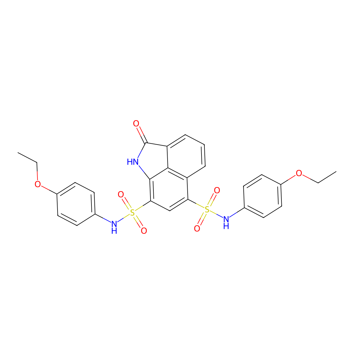 N,N'-bis(4-ethoxyphenyl)-2-oxo-1,2-dihydrobenzo[cd]indole-6,8-disulfonamide molecular structure, CAS 425411-82-1