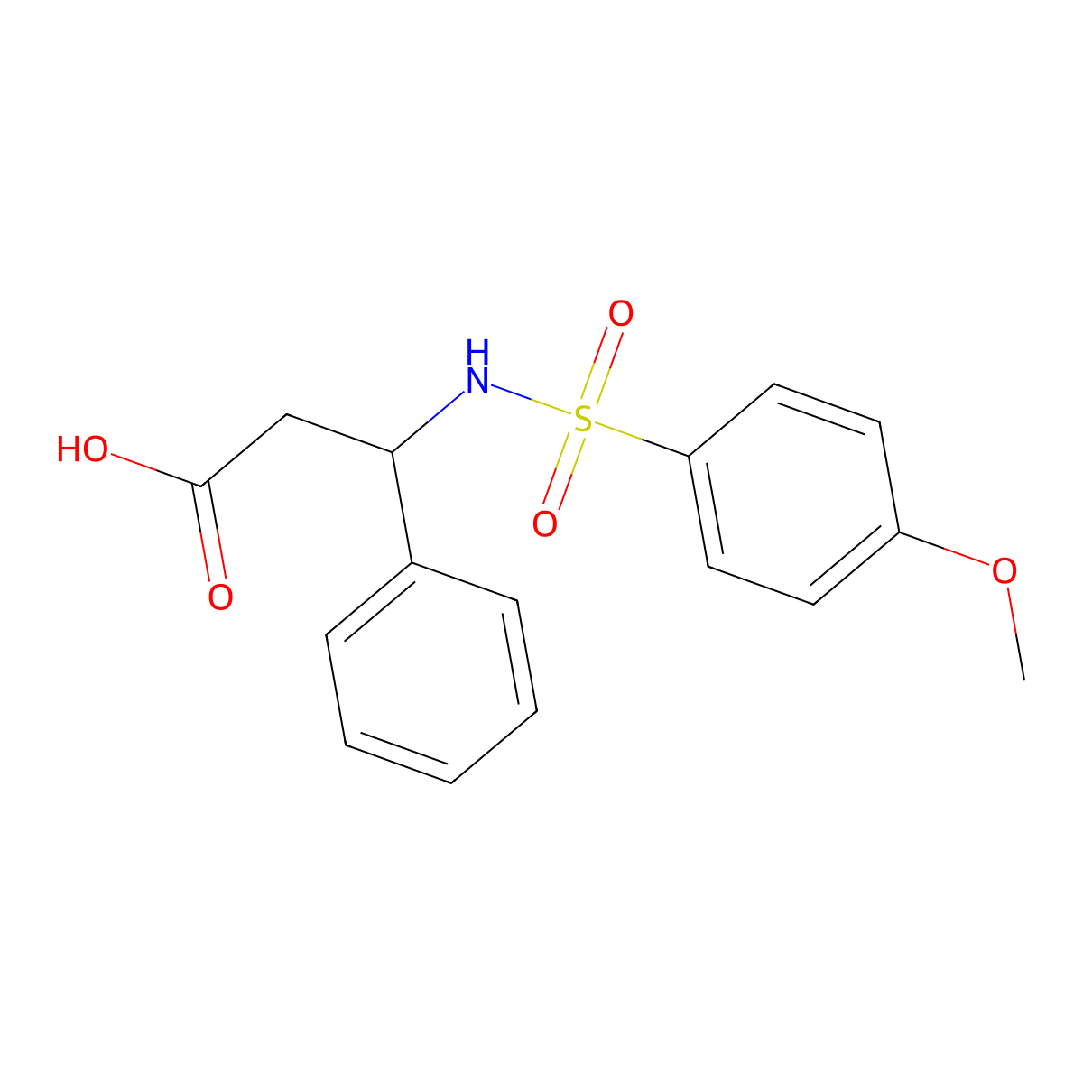 3-[(4-Methoxyphenyl)sulfonylamino]-3-phenylpropanoic acid molecular structure, CAS 425411-98-9