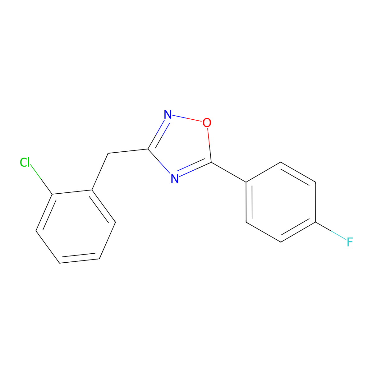 3-(2-Chlorobenzyl)-5-(4-fluorophenyl)-1,2,4-oxadiazole molecular structure, CAS 425412-00-6