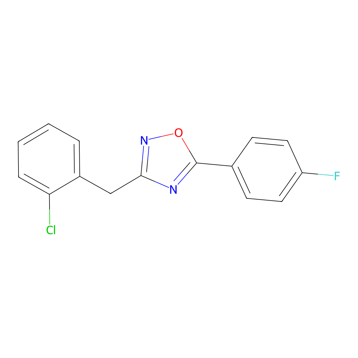 3-(2-Chlorobenzyl)-5-(4-fluorophenyl)-1,2,4-oxadiazole molecular structure, CAS 425412-00-6