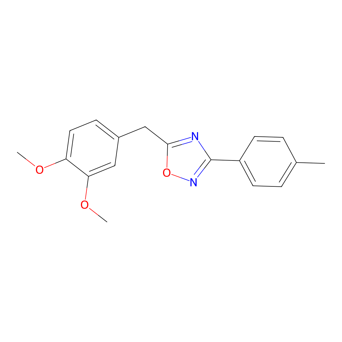 5-(3,4-Dimethoxybenzyl)-3-(4-methylphenyl)-1,2,4-oxadiazole molecular structure, CAS 425412-25-5