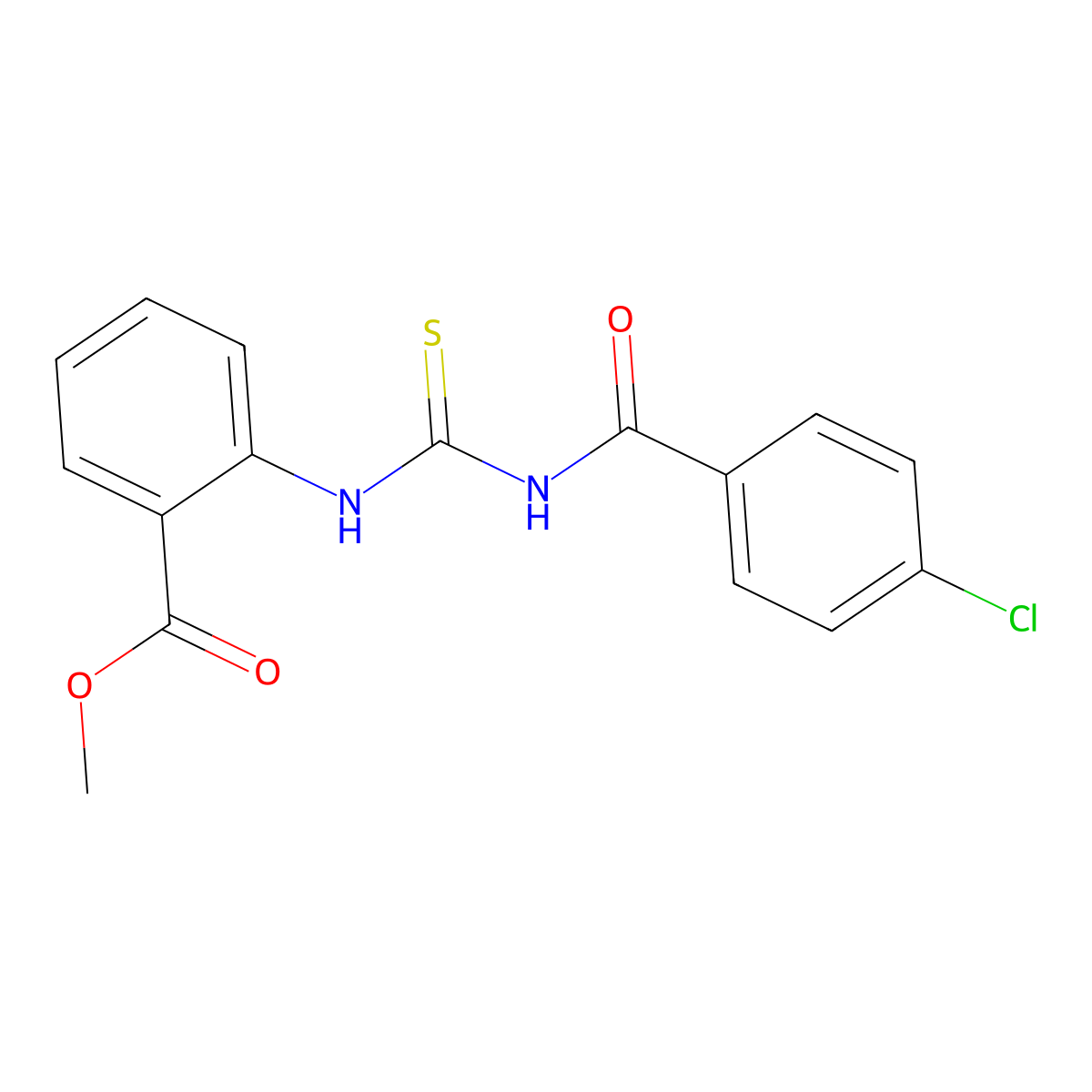 Methyl 2-({[(4-chlorobenzoyl)amino]carbothioyl}amino)benzoate molecular structure, CAS 425412-30-2