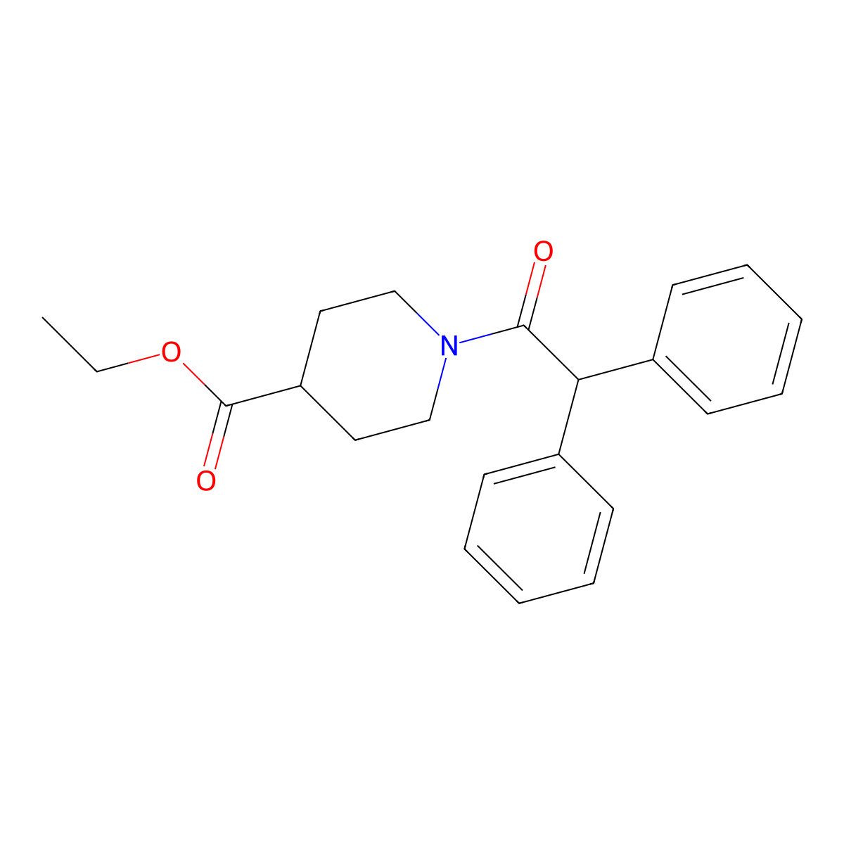 Ethyl 1-(diphenylacetyl)-4-piperidinecarboxylate molecular structure, CAS 425412-48-2