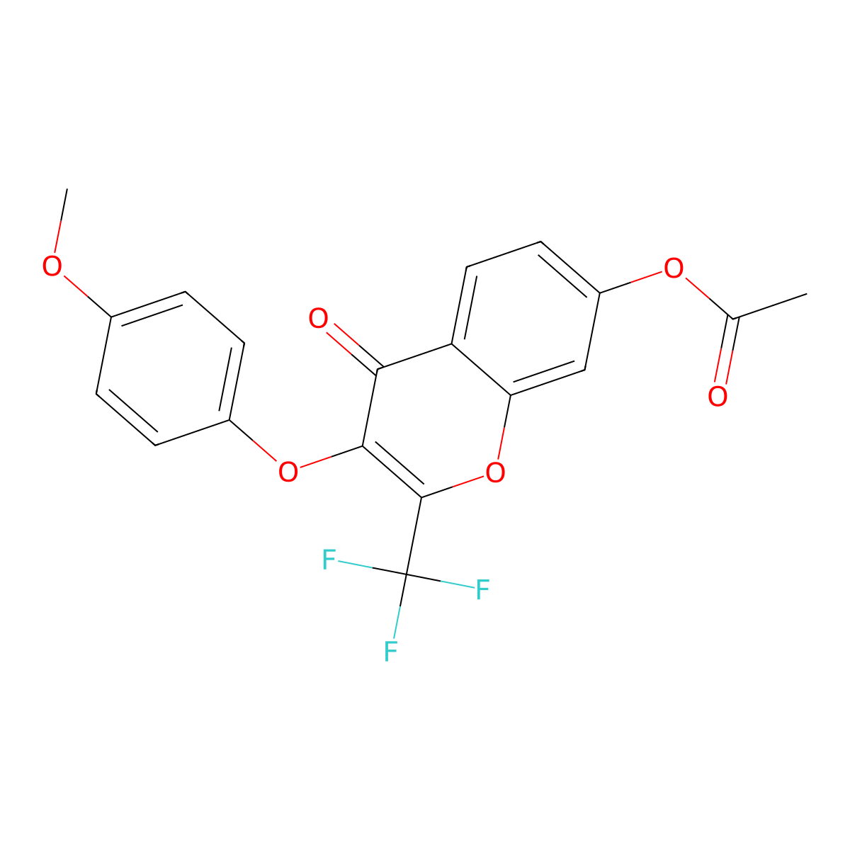 3-(4-methoxyphenoxy)-4-oxo-2-(trifluoromethyl)-4H-chromen-7-yl acetate molecular structure, CAS 425412-75-5