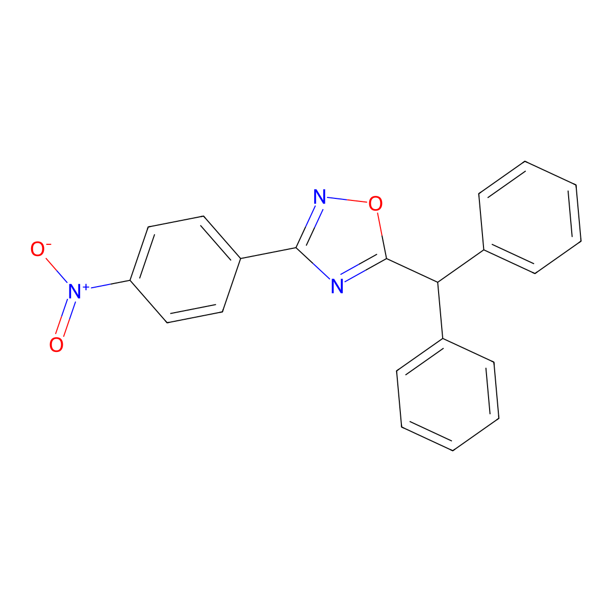 5-Benzhydryl-3-(4-nitrophenyl)-1,2,4-oxadiazole molecular structure, CAS 425412-84-6