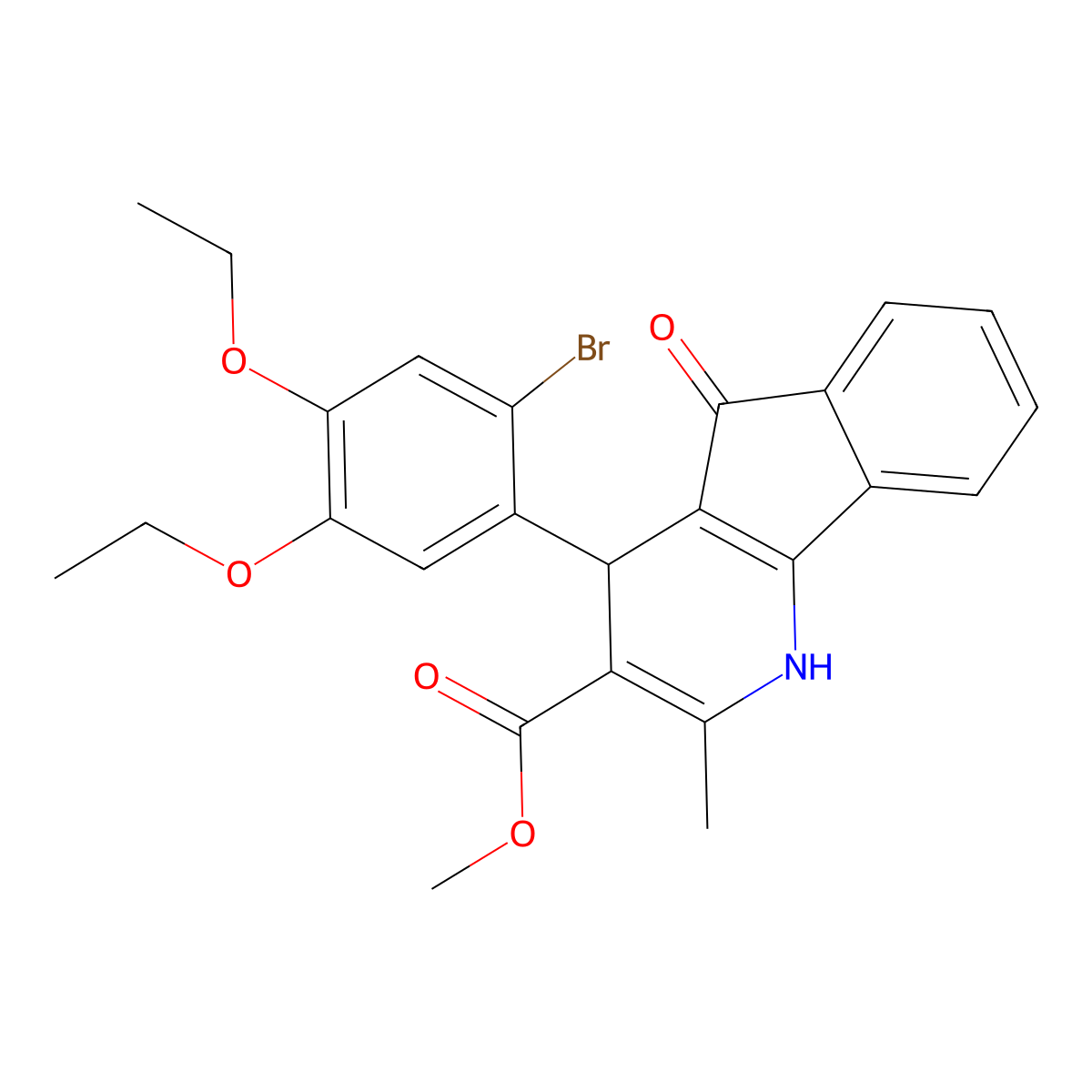 methyl 4-(2-bromo-4,5-diethoxyphenyl)-2-methyl-5-oxo-4,5-dihydro-1H-indeno[1,2-b]pyridine-3-carboxylate molecular structure, CAS 425413-09-8