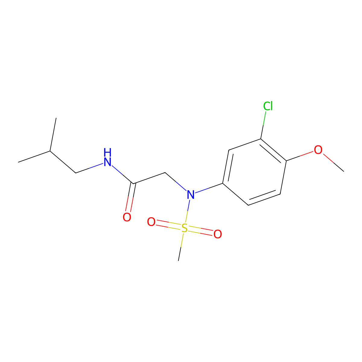 2-(3-chloro-4-methoxy-N-methylsulfonylanilino)-N-(2-methylpropyl)acetamide molecular structure, CAS 425413-35-0