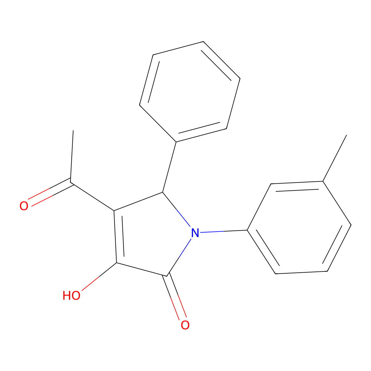 3-acetyl-4-hydroxy-1-(3-methylphenyl)-2-phenyl-2H-pyrrol-5-one molecular structure, CAS 425413-42-9