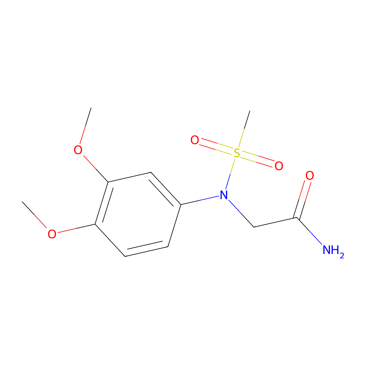 2-(3,4-dimethoxy-N-methylsulfonylanilino)acetamide molecular structure, CAS 425413-65-6