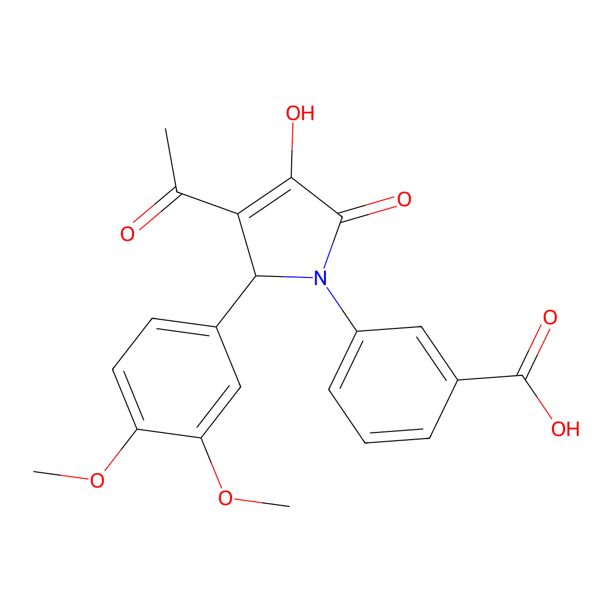 3-[3-acetyl-2-(3,4-dimethoxyphenyl)-4-hydroxy-5-oxo-2H-pyrrol-1-yl]benzoic Acid molecular structure, CAS 425413-75-8