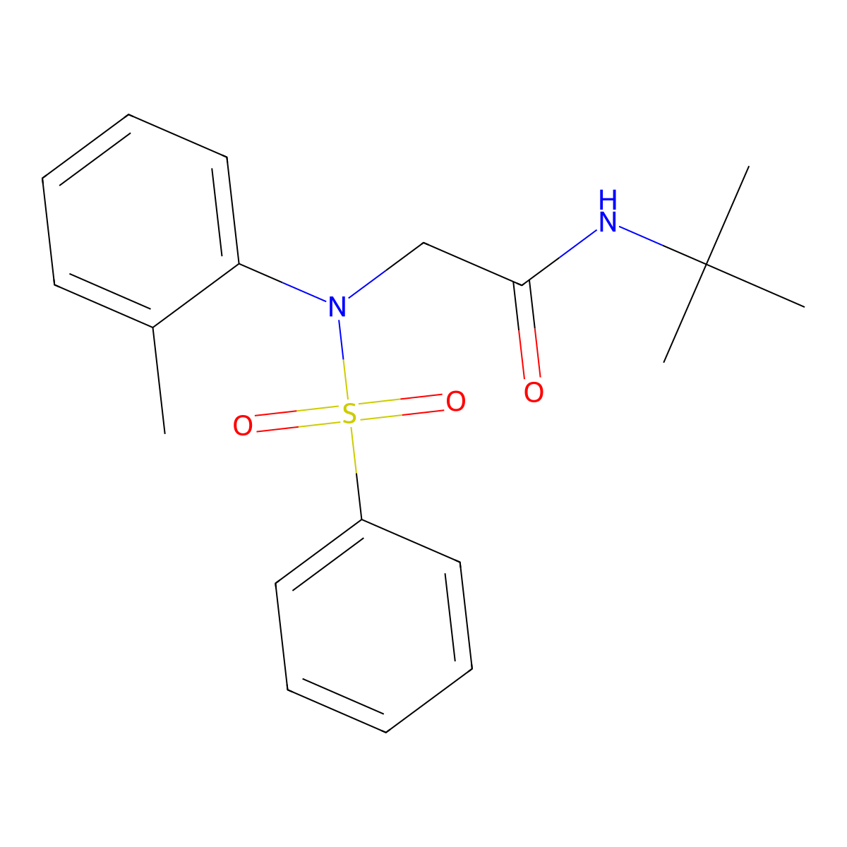 2-[N-(benzenesulfonyl)-2-methylanilino]-N-tert-butylacetamide molecular structure, CAS 425414-57-9