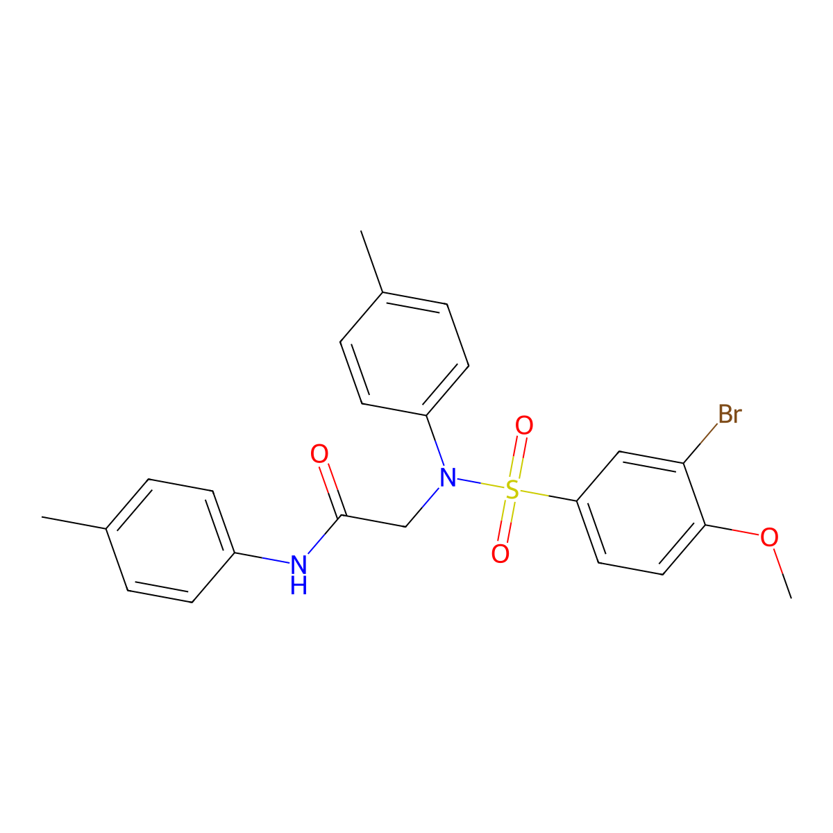 2-(N-(3-bromo-4-methoxyphenyl)sulfonyl-4-methylanilino)-N-(4-methylphenyl)acetamide molecular structure, CAS 425414-58-0