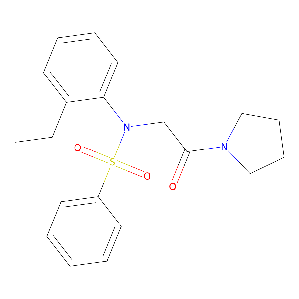 N-(2-ethylphenyl)-N-(2-oxo-2-pyrrolidin-1-ylethyl)benzenesulfonamide molecular structure, CAS 425414-99-9