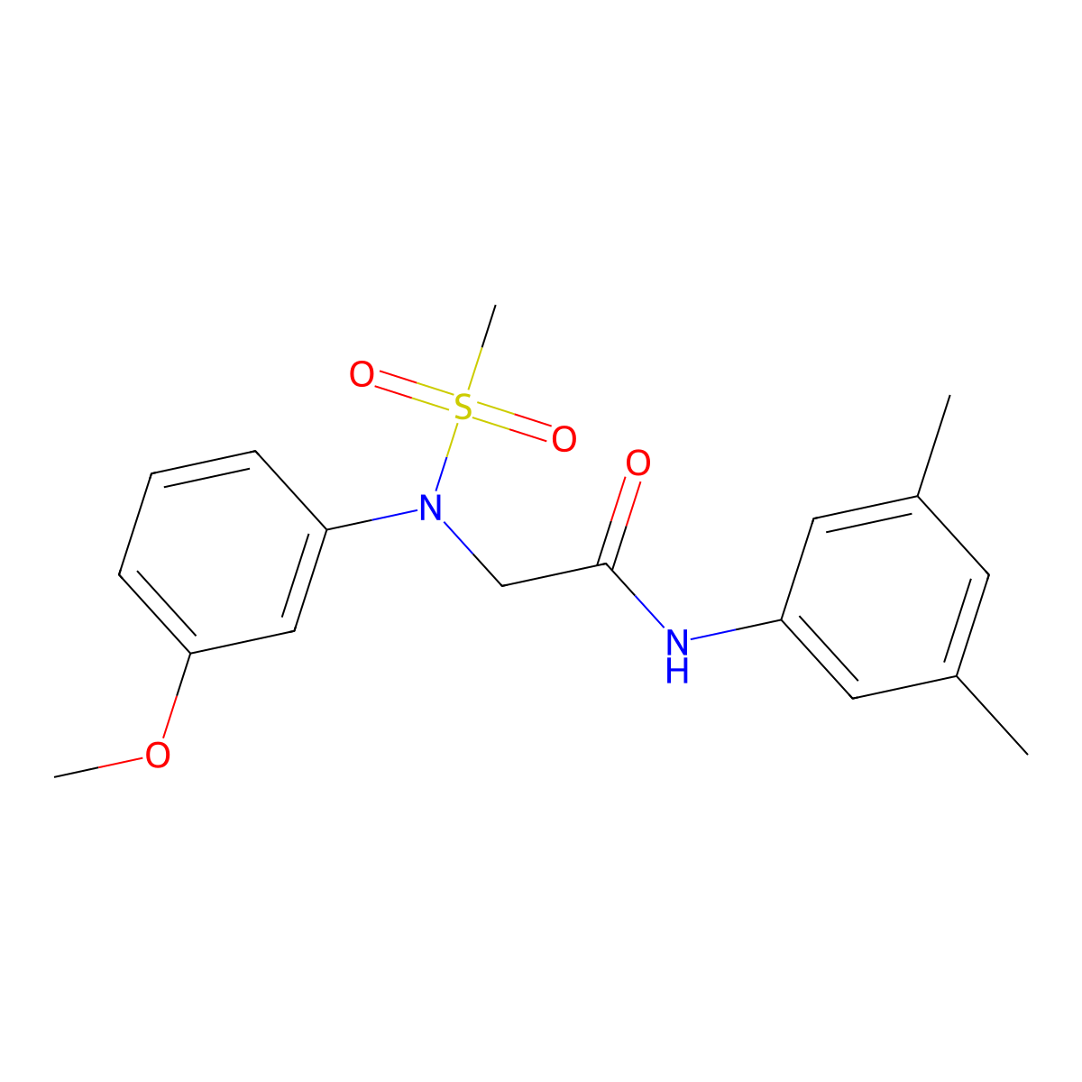 N-(3,5-Dimethylphenyl)-2-[(3-methoxyphenyl)(methylsulfonyl)amino]acetamide molecular structure, CAS 425415-01-6